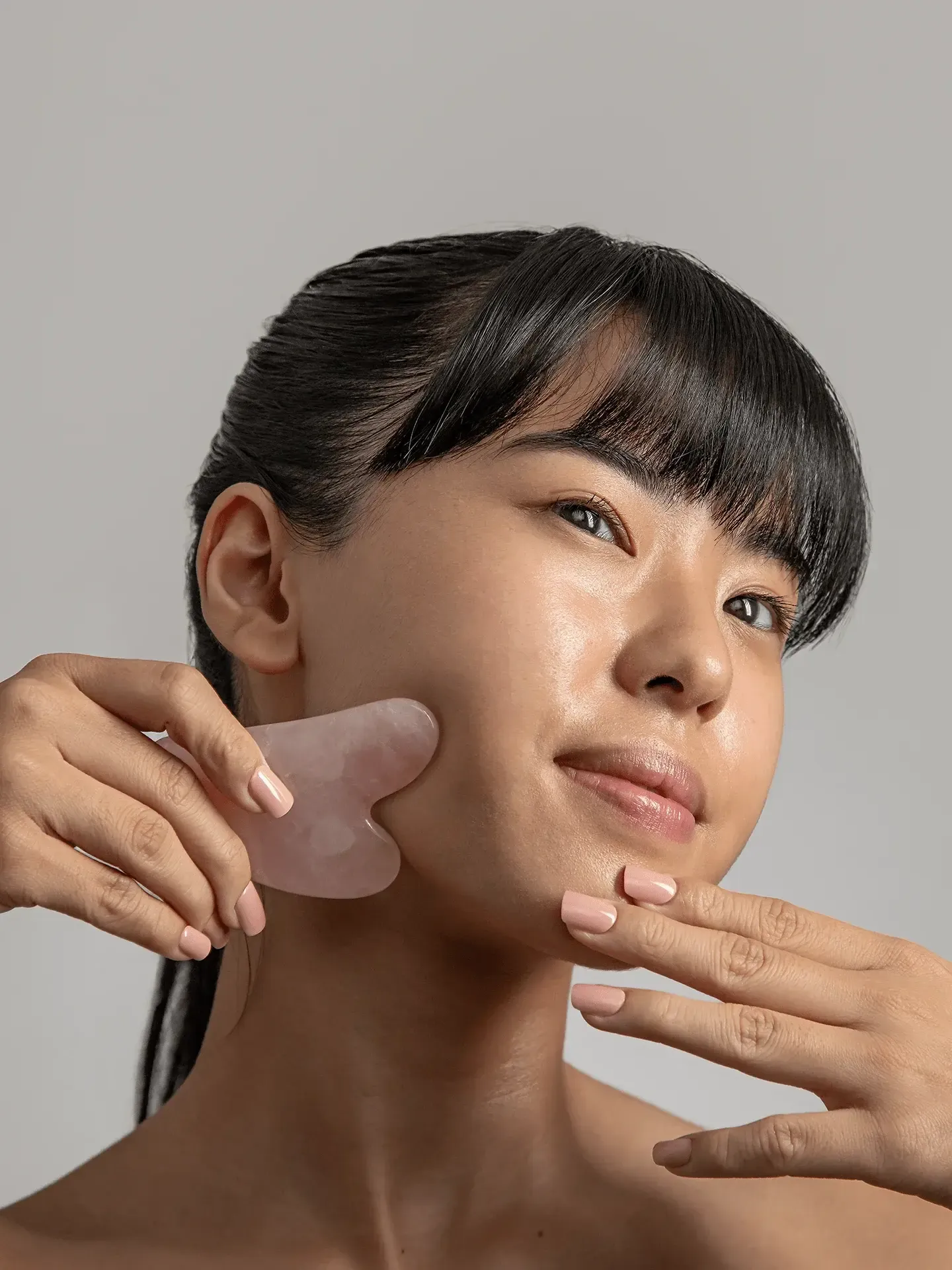 Rose quartz Gua Sha facial sculpting tool