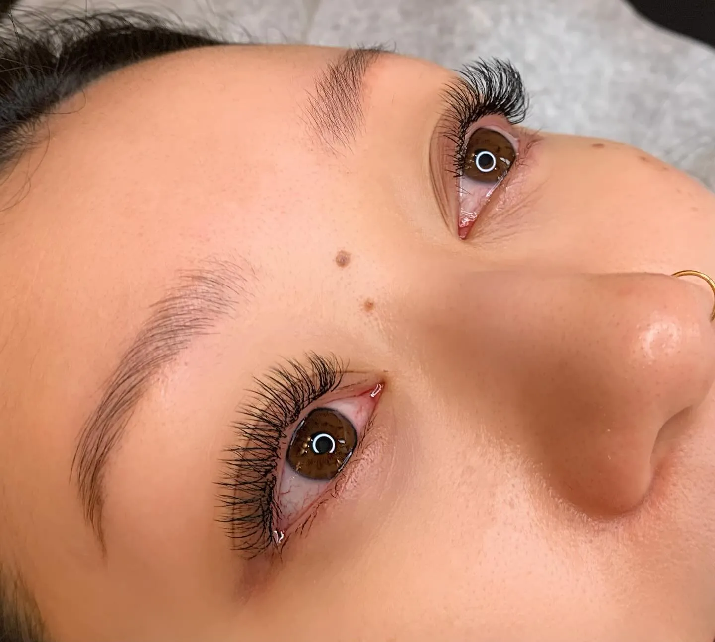 Volume mink eyelash extensions close-up
